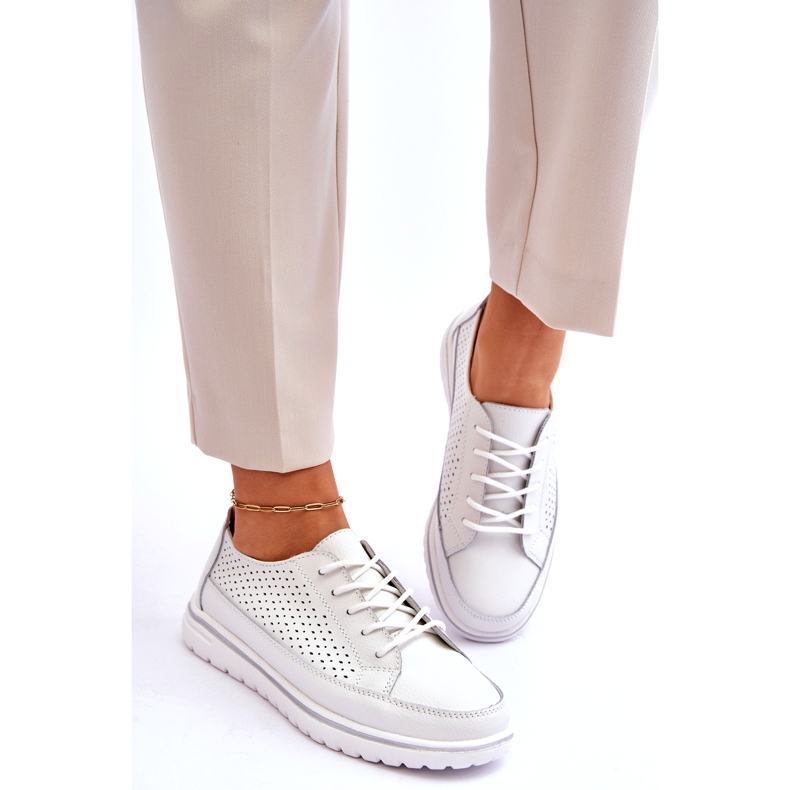 Vinceza Dámské kožené sportovní boty tenisky bílé Elami bílý 6