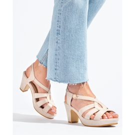 Dámské béžové semišové sandály na podpatku značky Shelovet béžový 1