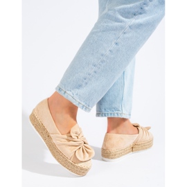 Semišové espadrilky na platformě s mašlí Shelovet béžová béžový 1
