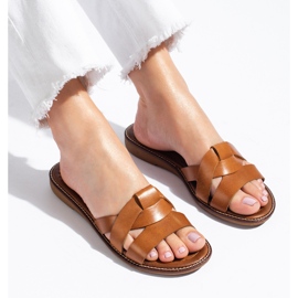 W. Potocki Dámské hnědé kožené pantofle značky Potocki hnědý 1 W. Potocki Dámské hnědé kožené pantofle značky Potocki hnědý 1