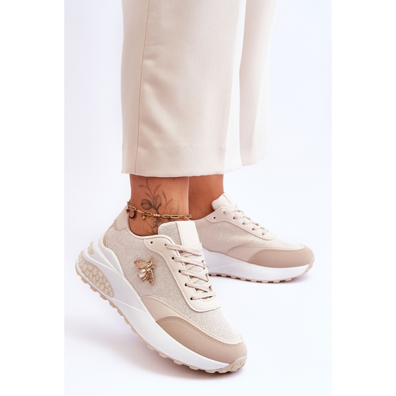 PS1 Lesklá sportovní obuv s béžovým zdobením Seneca 2