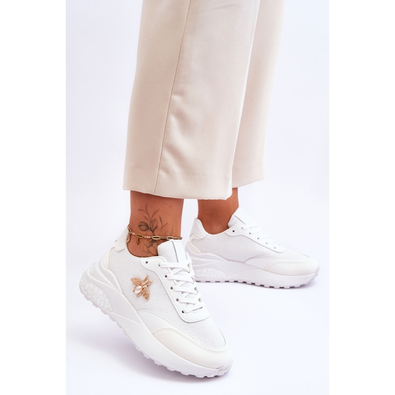 PS1 Lesklé Sportovní Boty S Bílou Dekorací Seneca bílý 2 PS1 Lesklé Sportovní Boty S Bílou Dekorací Seneca bílý 2