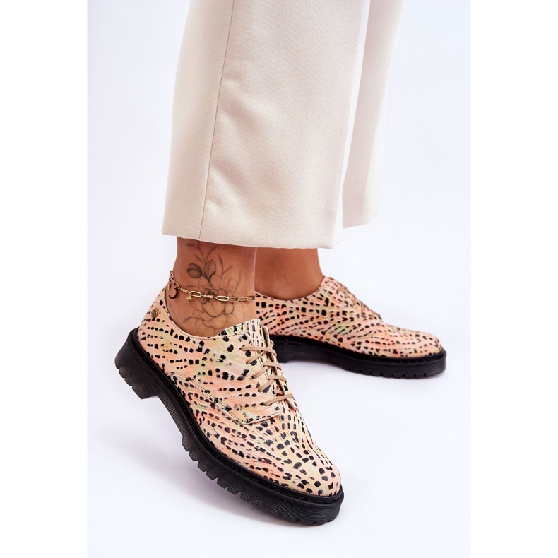 Dámské kožené boty Oxford Maciejka 04087-18 oranžovo-černé oranžový 2