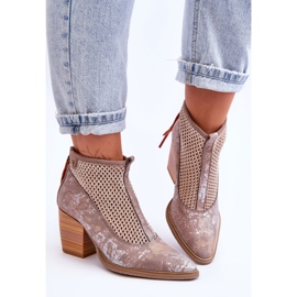 Kožené boty se síťovinou Maciejka 05842-04 Béžová béžový 1