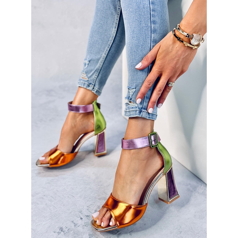 Geometrické sandály na podpatku od Marshmello Orange oranžový 1 Geometrické sandály na podpatku od Marshmello Orange oranžový 1