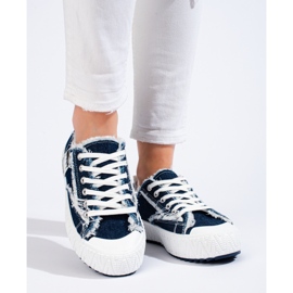 Shelovet tmavě modré tenisky na platformě modrý 1