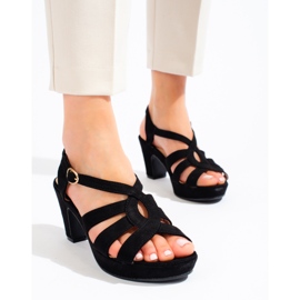 Dámské černé semišové sandály na podpatku značky Shelovet černá 2