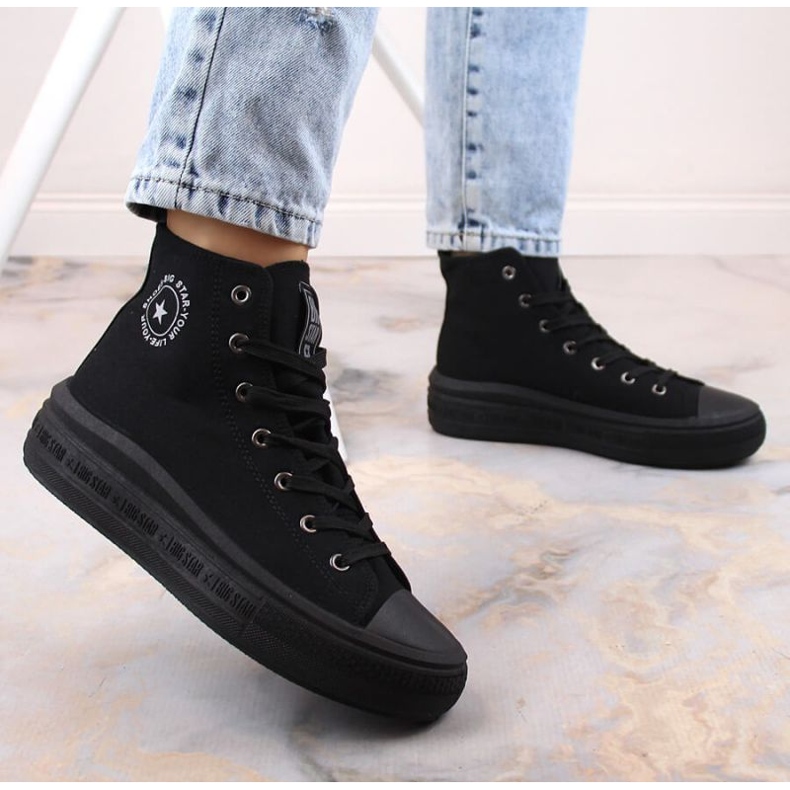 Kotníkové tenisky na platformě Big Star W INT1875A černé černá 2 Kotníkové tenisky na platformě Big Star W INT1875A černé černá 2