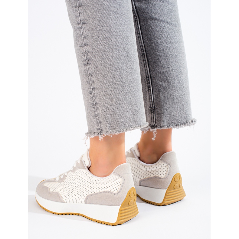 TRENDI Sportovní Obuv Na Platformě béžový bílý 1