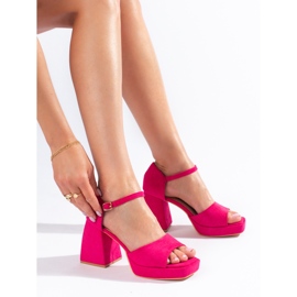 Vinceza růžové semišové sandály na podpatku růžový 1