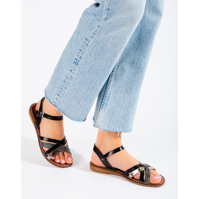 Dámské černé kožené sandály značky W. Potocki černá 1