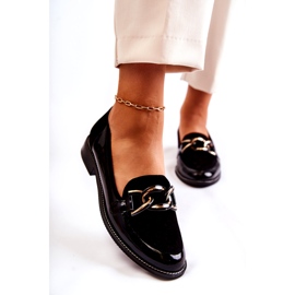 Klasické mokasíny s řetízkem Laura Messi 2531 černá 3