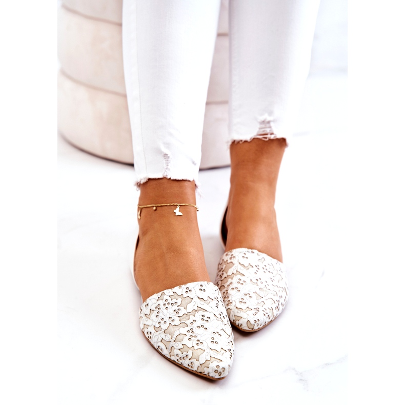 Elegantní kožené baleríny Laura Messi 1110 Béžová béžový 4