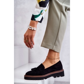 Vinceza Dámské semišové boty na černé platformě Unni černá 3