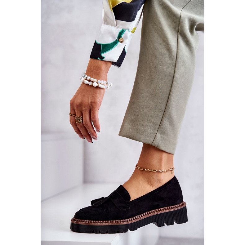 Vinceza Dámské semišové boty na černé platformě Unni černá 3