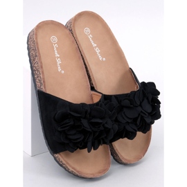 BM Korkové pantofle Fowley Black Flower černý 1