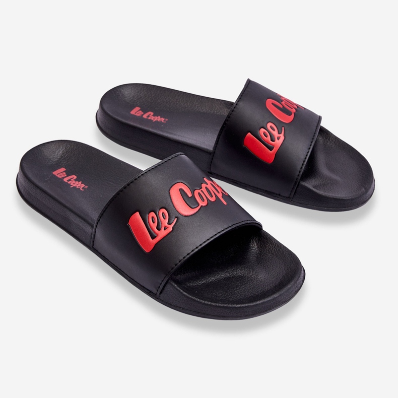 Pánské Lee Cooper LCW-23-42-1730 světlé pantofle černo-červené černý 2