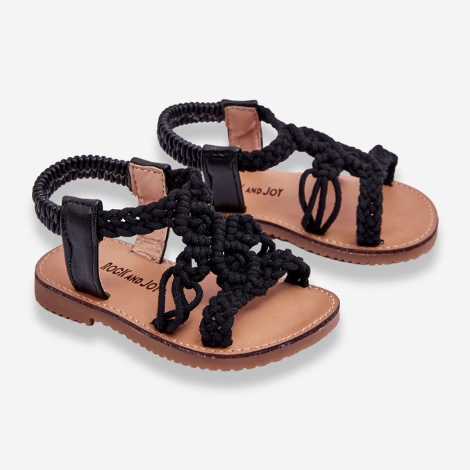 Dětské černé nazouvací sandály Tracy Braided černý 2