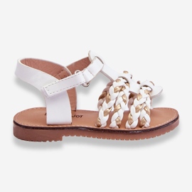 Dětské sandály na suchý zip s pruhy White Sammy bílý 1