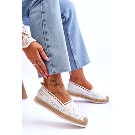 FE1 Krajkové nazouvací espadrilky White Blanco bílý 5