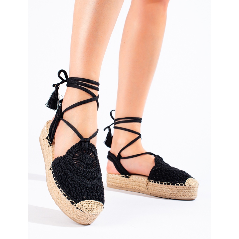 Černé espadrilky na platformě od Shelovet boho černá 1 Černé espadrilky na platformě od Shelovet boho černá 1