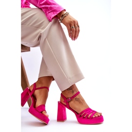 FB2 Dámské semišové sandály na platformě Fuchsia Verda růžový 5