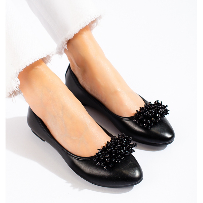 W. Potocki Dámské černé baleríny s perleťovým zdobením od Potocki černá 2