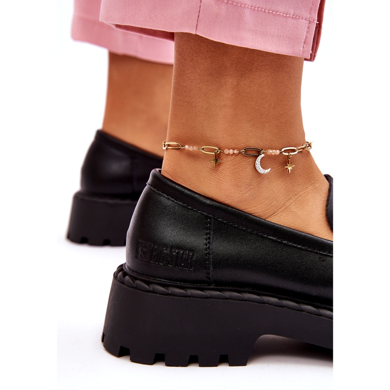 Dámské mokasíny kožené boty Big Star LL274458 Černá 3