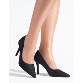 Dámské vysoké podpatky Shelovet černé se třpytkami černá 1
