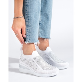 Textilní tenisky na klínku Shelovet White bílý 1 Textilní tenisky na klínku Shelovet White bílý 1