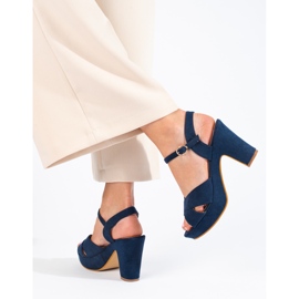 Námořnické modré sandály na podpatku značky Shelovet modrý 1