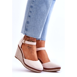 PS1 Dámské klasické sandály na klínu Béžová Malani béžový 7