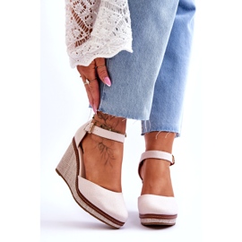 PS1 Dámské klasické sandály na klínu Béžová Malani béžový 1