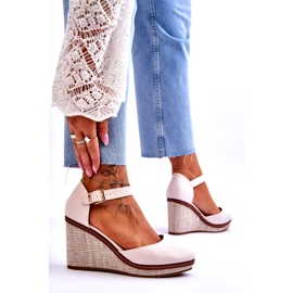 PS1 Dámské klasické sandály na klínu Béžová Malani béžový 4