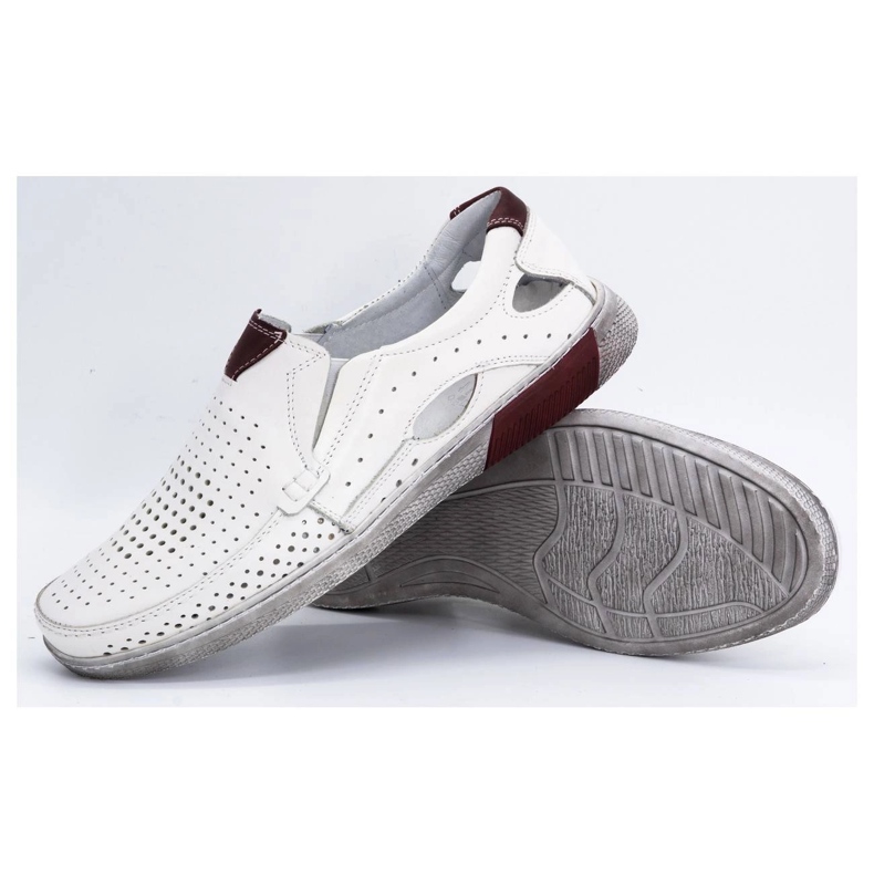 Olivier Pánské prolamované kožené mokasíny 937MP bílé bílý 3