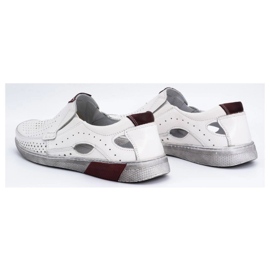 Olivier Pánské prolamované kožené mokasíny 937MP bílé bílý 5