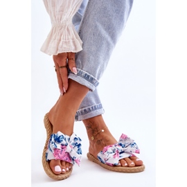 FK1 Dámské Pantofle S Látkovou Mašlí Bílý Květ 1