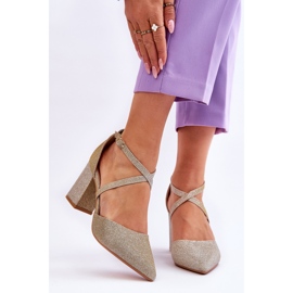 WS1 Módní lesklé lodičky na zlatém podpatku Galaxy zlatý 1