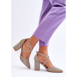 WS1 Módní lesklé lodičky na zlatém podpatku Galaxy zlatý 2