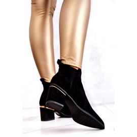 PS1 Černé semišové prolamované kovbojské boty Helloni černá 1