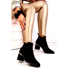 PS1 Černé semišové prolamované kovbojské boty Helloni černá 4