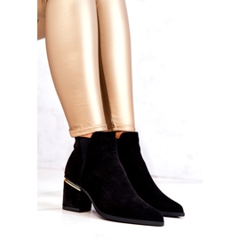 PS1 Černé semišové prolamované kovbojské boty Helloni černá 6