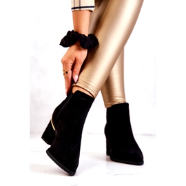 PS1 Černé semišové prolamované kovbojské boty Helloni černý 3