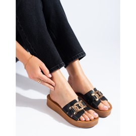 Dámské černé pantofle Shelovet na platformě černá 1