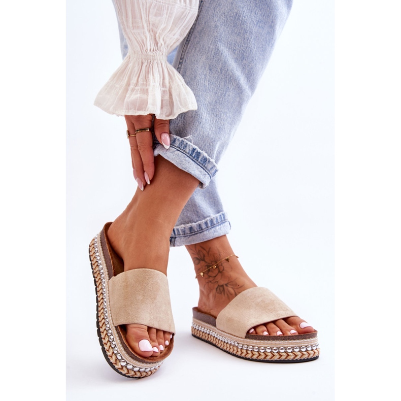 WR1 Dámské hladké semišové pantofle Béžová Hayen béžový 1 WR1 Dámské hladké semišové pantofle Béžová Hayen béžový 1