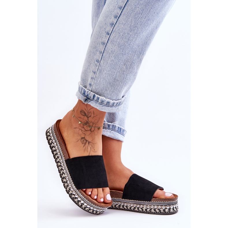 WR1 Dámské hladké semišové pantofle Black Hayen černá 2 WR1 Dámské hladké semišové pantofle Black Hayen černá 2